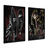 The Style of Picasso 2 Pieces Combine Glass Wall Art | Insigne Art Design.